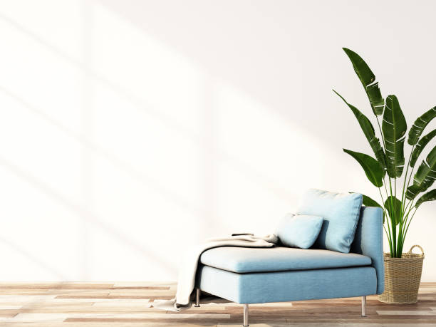 istock interior design with sofa on white wall and wooden floor,3d illustration.3d rendering 1224188017