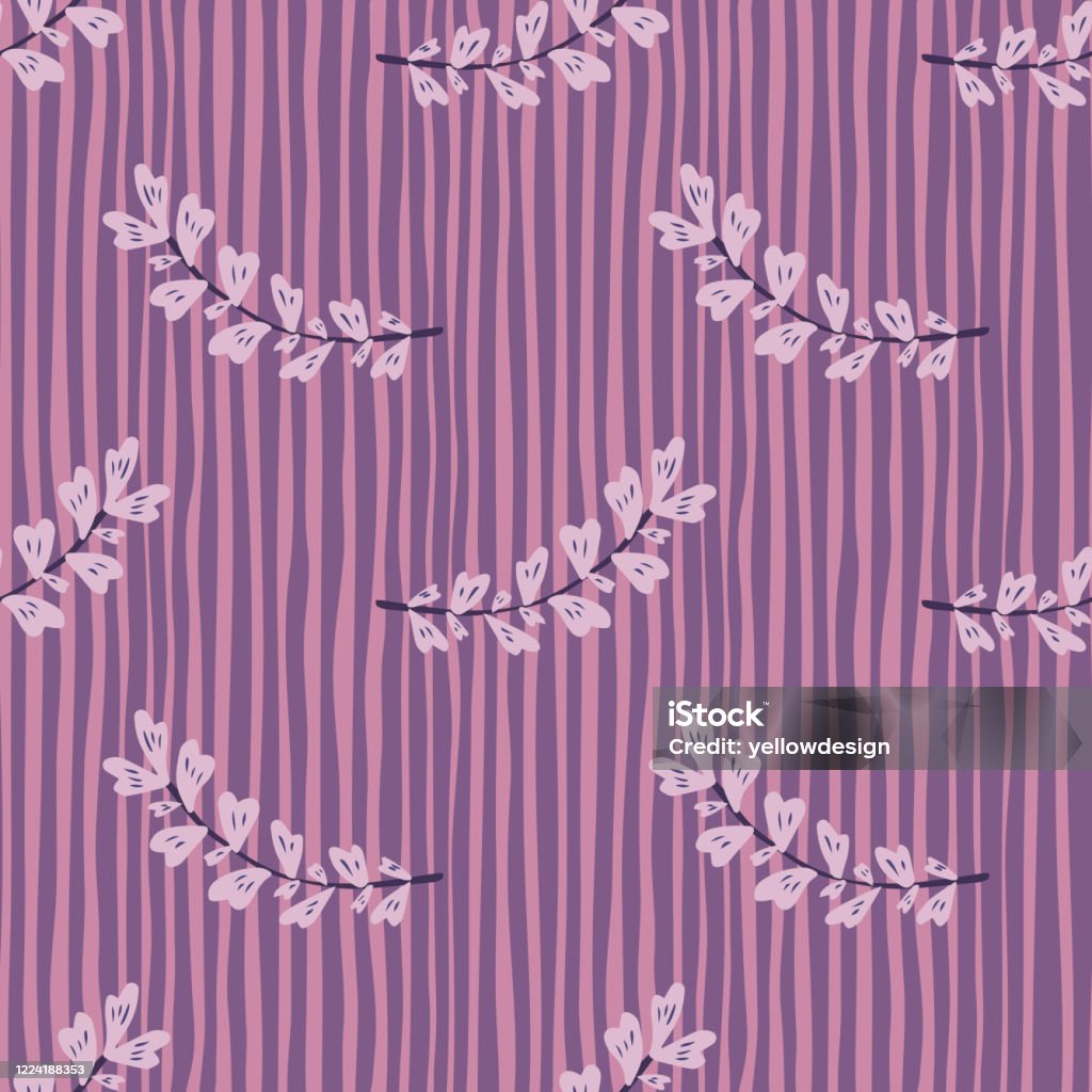 Geometric Leaf Branch Seamless Pattern On Stripes Background Abstract  Floral Wallpaper Design For Fabric Textile Print Wrapping Kitchen Textile  Stock Illustration - Download Image Now - iStock
