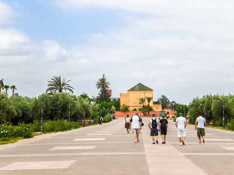 In June 2015, tourists were walking in Menara Gardens in Marrakech.