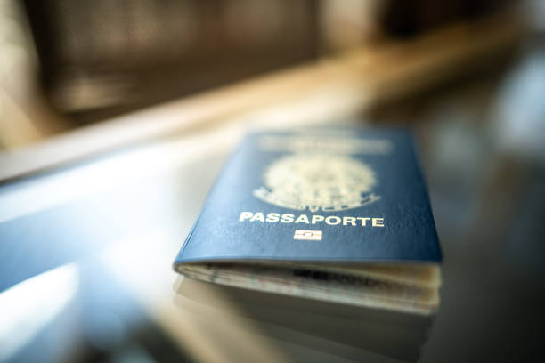 Brazilian passport at desk