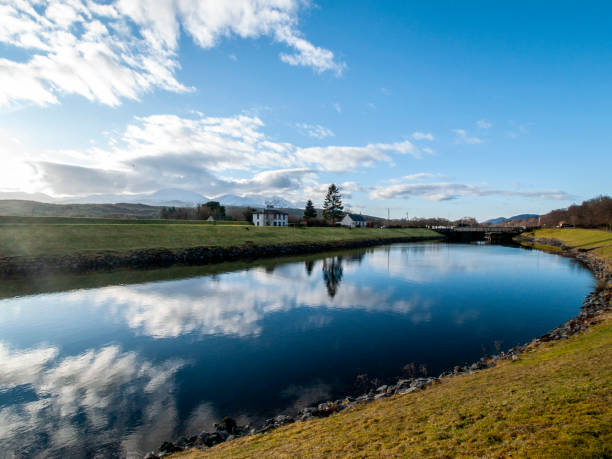 istock Caledonian Canal with bright blue sky 1224191946