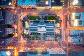 Aerial View of Empty San Francisco Union Square during Shelter in Place