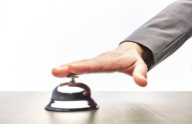 Table bell on wooden a counter