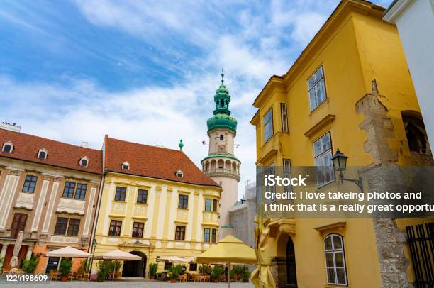 Beautiful Architecture Of The Fire Watch Tower On The Main Square Of Sopron Hungary Stock Photo - Download Image Now
