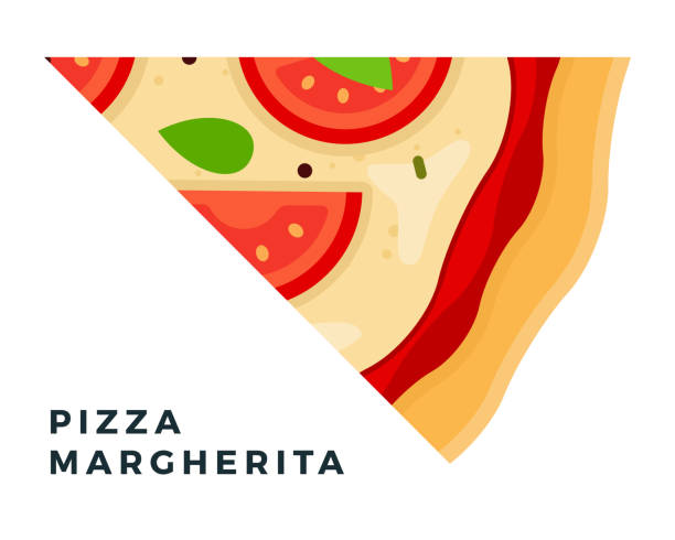 illustrazioni stock, clip art, cartoni animati e icone di tendenza di triangolare margherita pizza pezzo icona piatta vettore isolato - pizza margherita