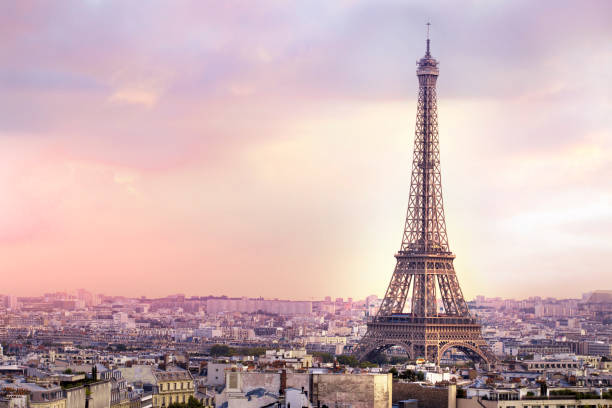 istock Sunset Eiffel tower and Paris city view form Triumph Arc. Eiffel Tower from Champ de Mars, Paris, France. Beautiful Romantic background 1224200878