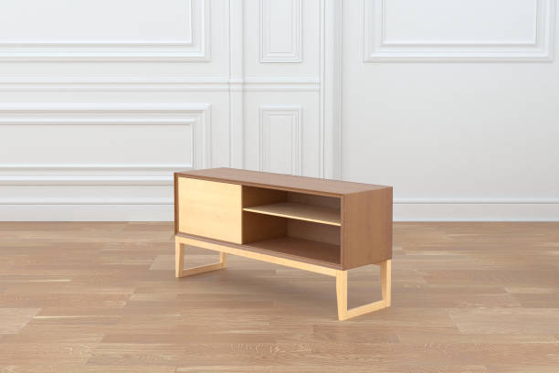 istock Modern design 3D rendering interior wooden sideboard furniture 1224201341