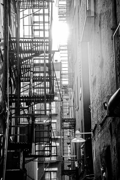 istock Fire escapes in black and white 1224202287