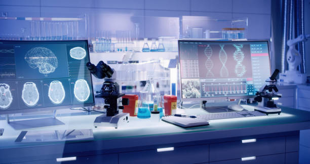 istock Futuristic laboratory equipment - brainwave scanning research 1224202472