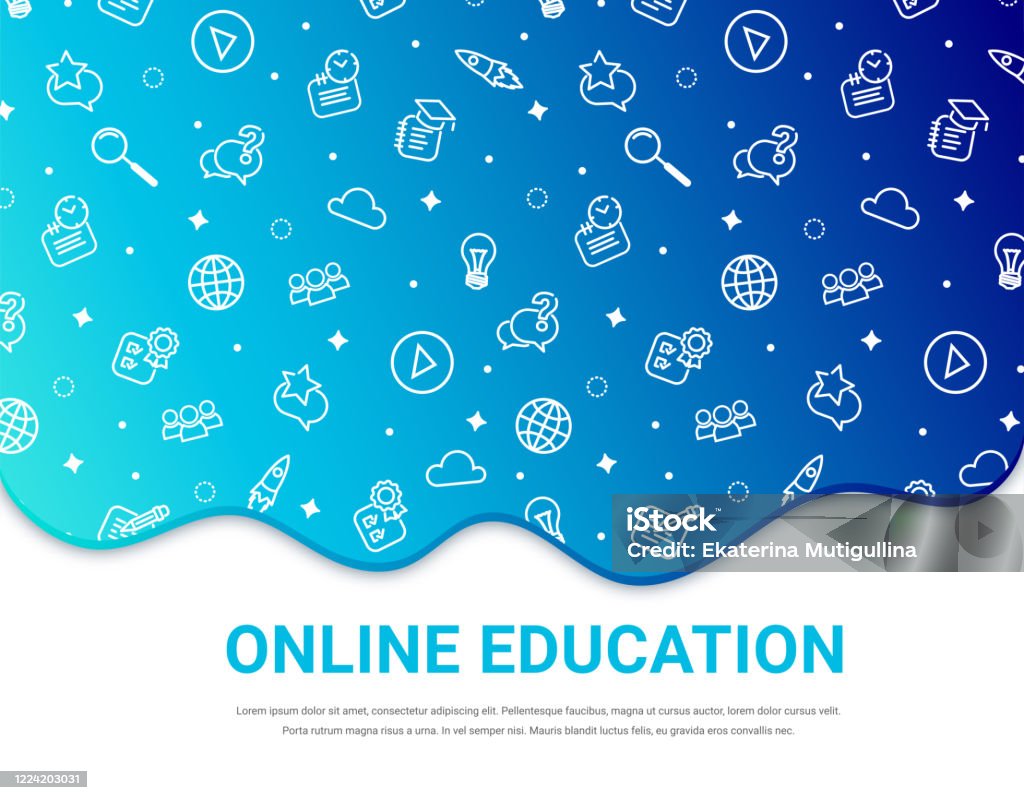 Online Education Blue Background Banner Stock Illustration - Download Image  Now - Pattern, E-Learning, Backgrounds - iStock