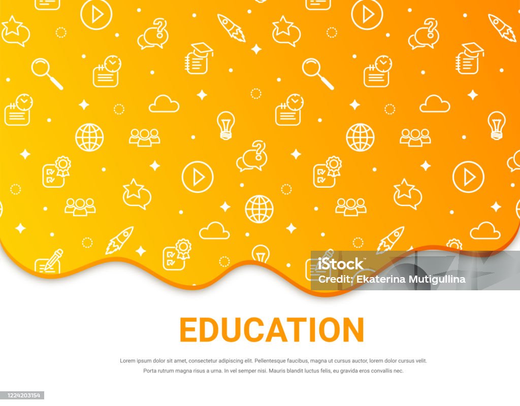 Education Yellow Background Banner Stock Illustration - Download Image Now  - Education, Mortarboard, Web Banner - iStock