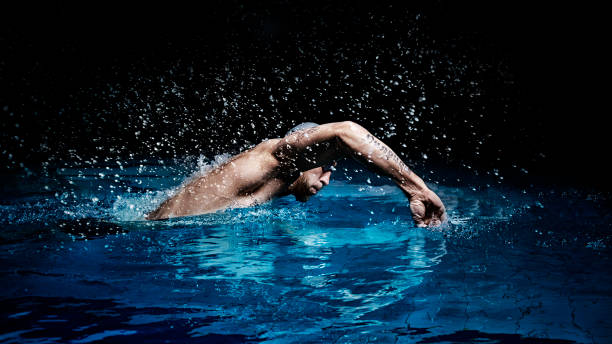 istock Man crawls. Water sports concept. 1224205926
