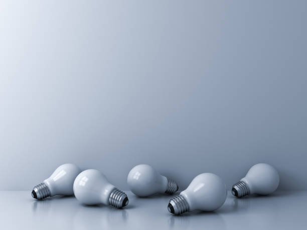 Blank 3d background with white bulbs on the ground