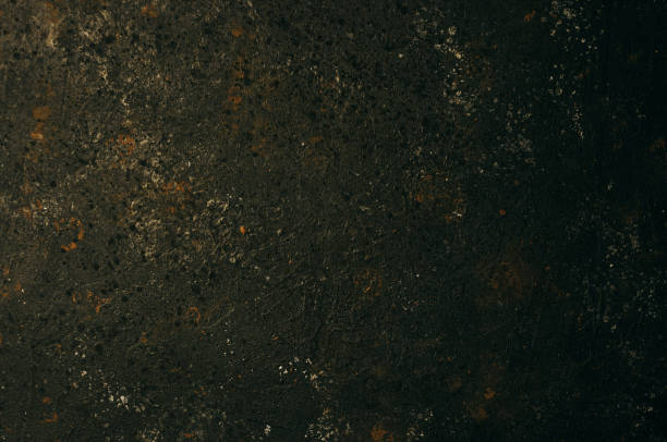 istock Old black color painted concrete with black scuffed rustic background and rust, horizontal orientation, top view. Copy space 1224206825