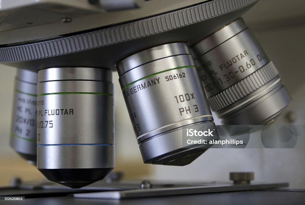 Details Mikroskop Ziele - Lizenzfrei Linse - Optisches Gerät Stock-Foto