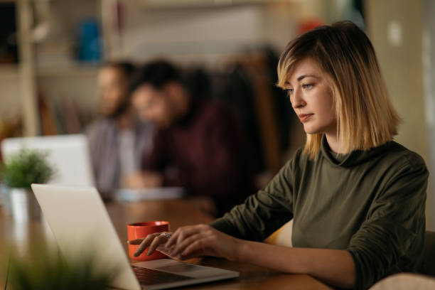 istock Young handsome girl in a modern office 1224208787