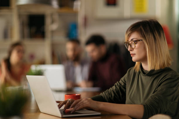 istock Young handsome girl in a modern office 1224208790