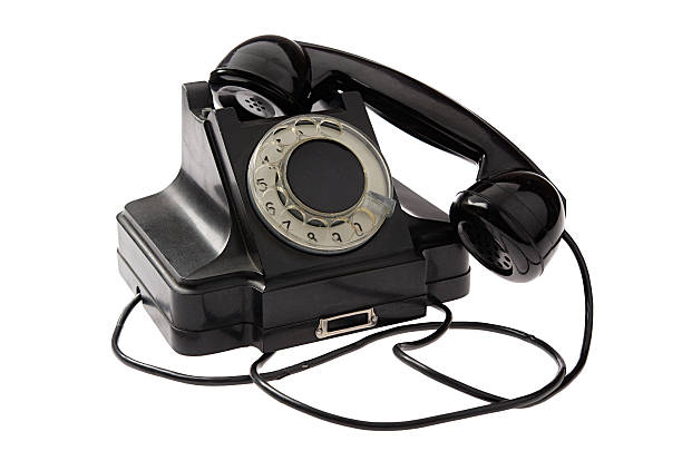 istock Old black vintage rotary style telephone 122421055