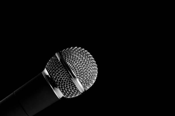 istock Close-up of a modern microphone with a silver mesh 1224211731