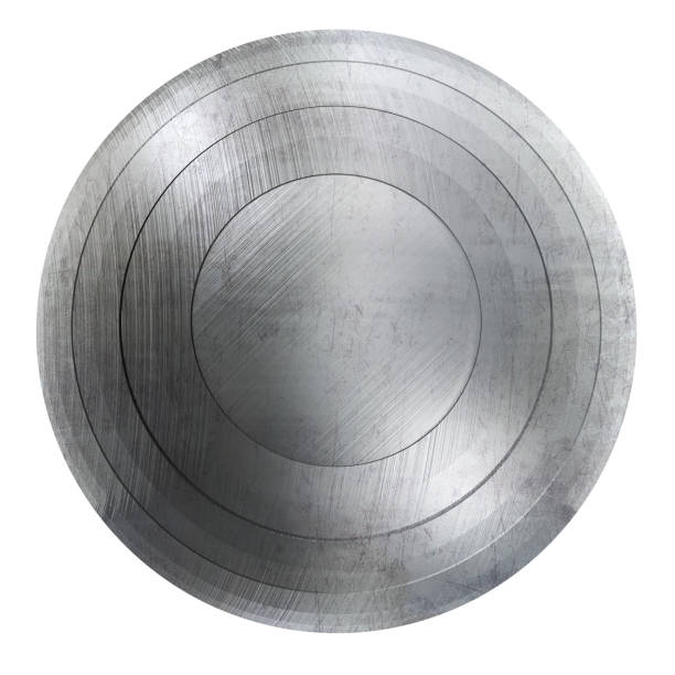 Round Metal Shield Isolated on White stock photo