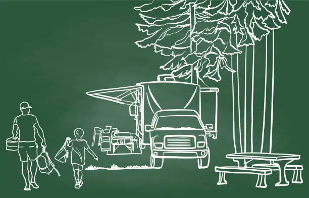 Vector illustration of Camping With Dad Chalkboard