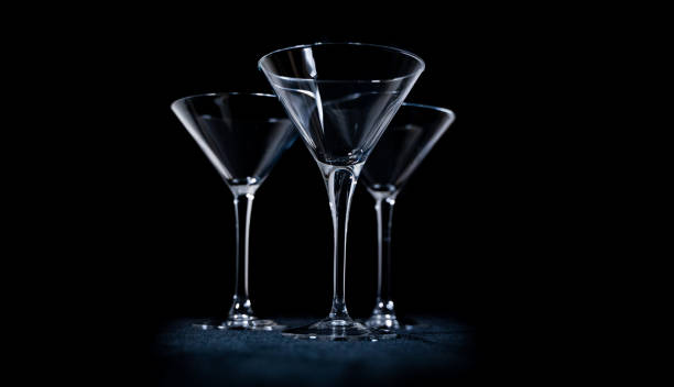 istock Empty martini glasses on a black. Moscow 1224215429