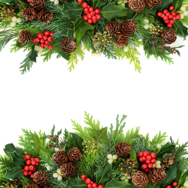 istock Traditional Winter Christmas and New Year Greenery Border 1224215847
