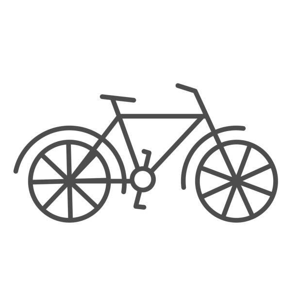 illustrations, cliparts, dessins animés et icônes de icône de ligne mince de vélo, symbole de transport de roue, signe de vecteur de vélo sur fond blanc, cycle rétro avec l’icône de pédales dans le modèle de contour pour le concept mobile et la conception web. graphiques vectoriels. - ten speed bicycle