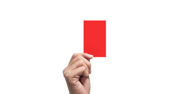 Referee hand holding  red cards. isolated stock photo
