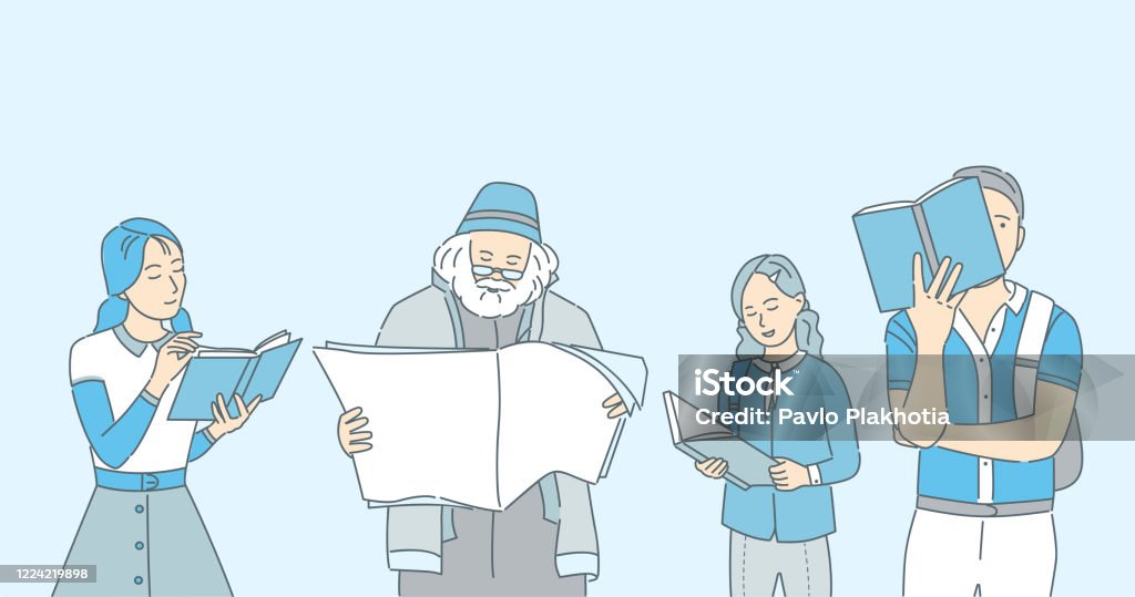 Ilustración de Personas Leyendo Libros Periódicos Y Revistas Ilustraciones  De Dibujos Animados Vectoriales y más Vectores Libres de Derechos de Leer -  iStock