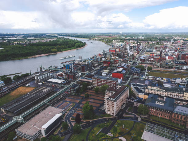 Leverkusen Leverkusen / Germany - May 2019: Headquarters and factory of Bayer AG - one of the largest pharmaceutical companies in the world bayer schering pharma ag photos stock pictures, royalty-free photos & images