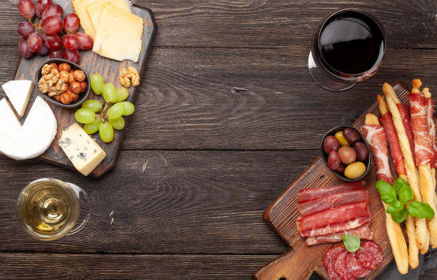 istock Cheese, meat, grapes and olives antipasto 1224222314
