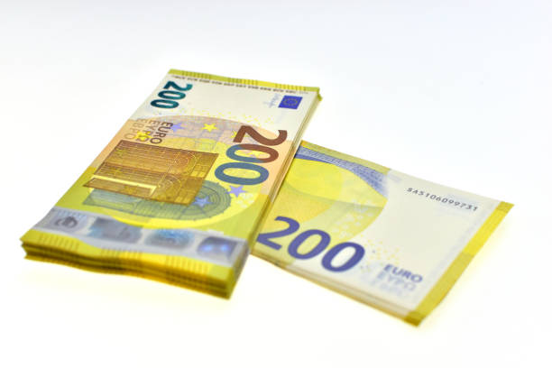 istock Two stacks of € 200 banknotes 1224223261