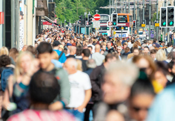 istock Crowded shopping street in summer 1224223530