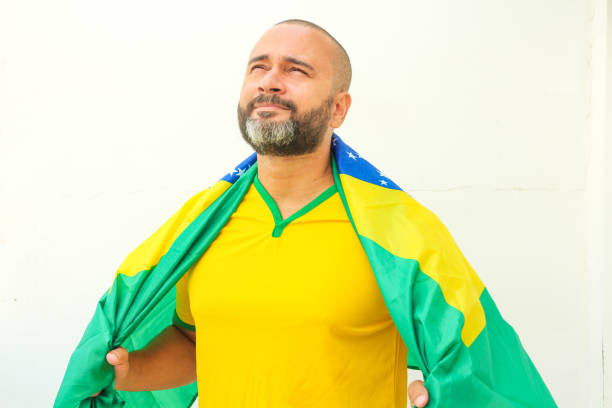Brazilian soccer fan celebrating