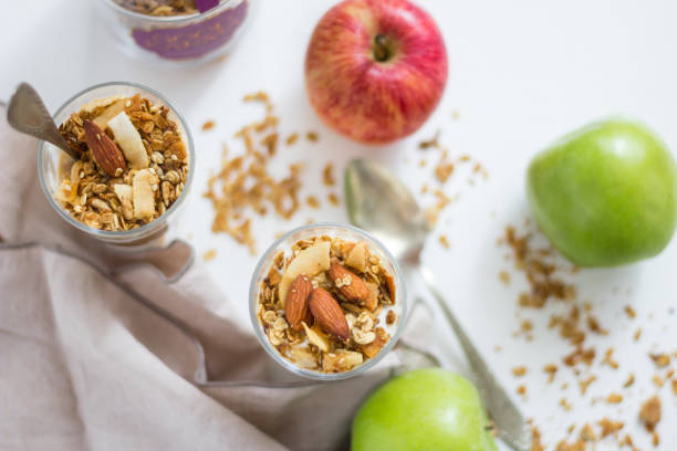 istock Apple parfait with yogurt and granola on a marble surface 1224225833