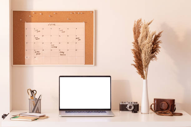 istock At home still life, cozy workplace with laptop 1224226550