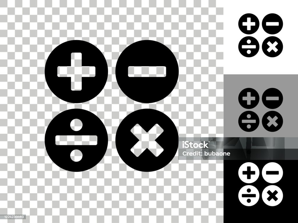 Math s Icon auf Checkerboard Transparenter Hintergrund - Lizenzfrei Additionstaste Vektorgrafik