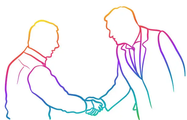 Vector illustration of Handshake Closeup Rainbow