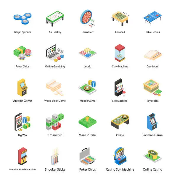 Vector illustration of Video Games Isometric Icons Pack