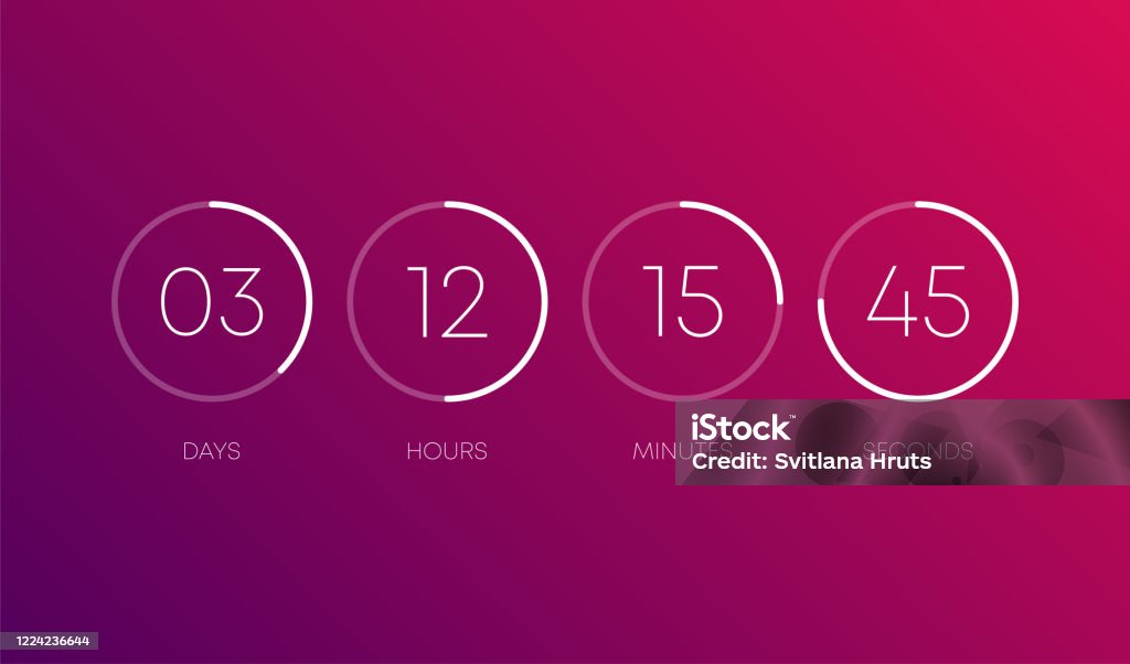 Countdown Image Purple Countdown Clock On Purple Gradient Background Line Signs Abstract ...