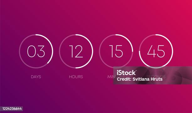 Countdown Image Purple Countdown Clock On Purple Gradient Background Line Signs Abstract ...