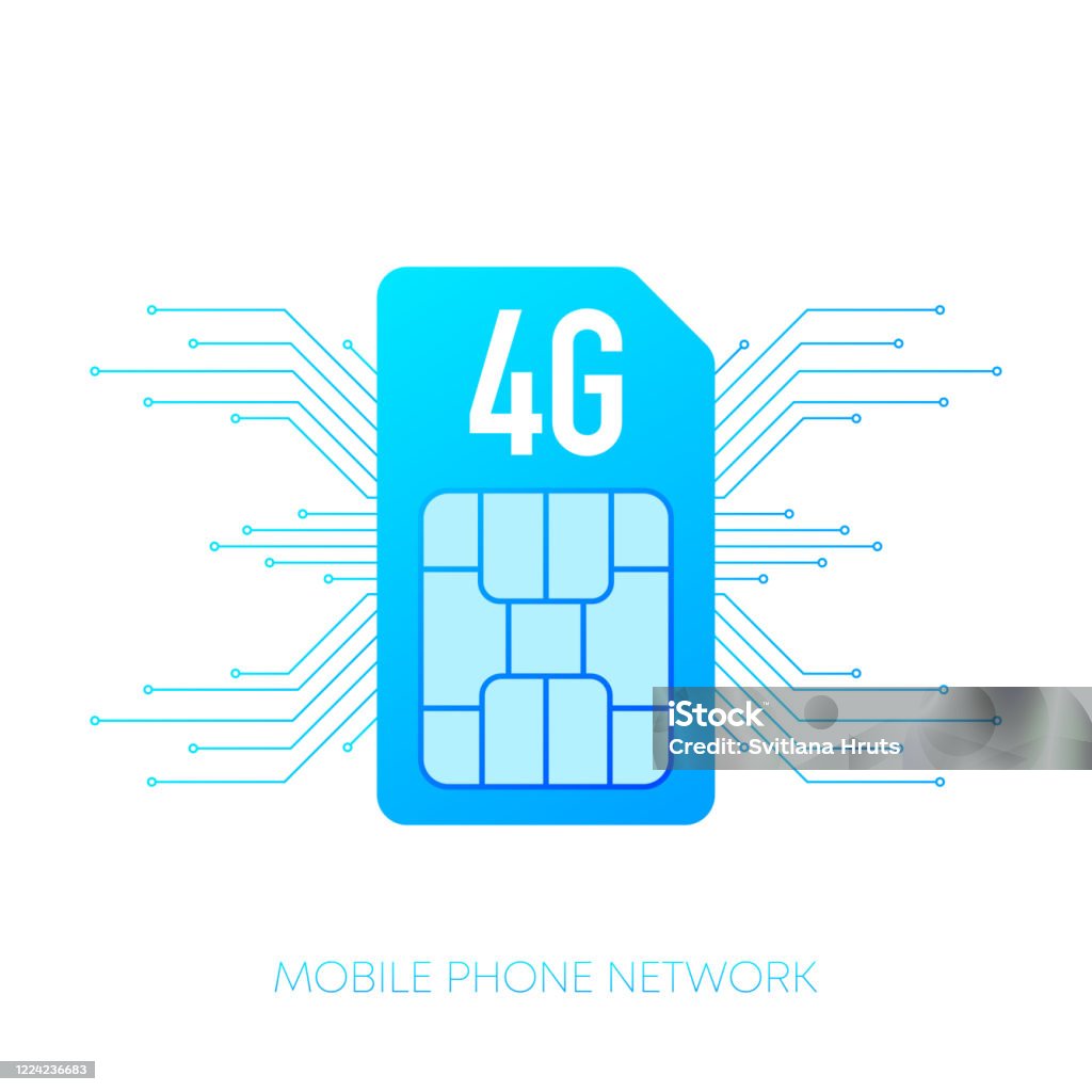 Thẻ Sim Logo Mạng Di Động 4g Trên Nền Trừu Tượng Gradient Vectơ ...