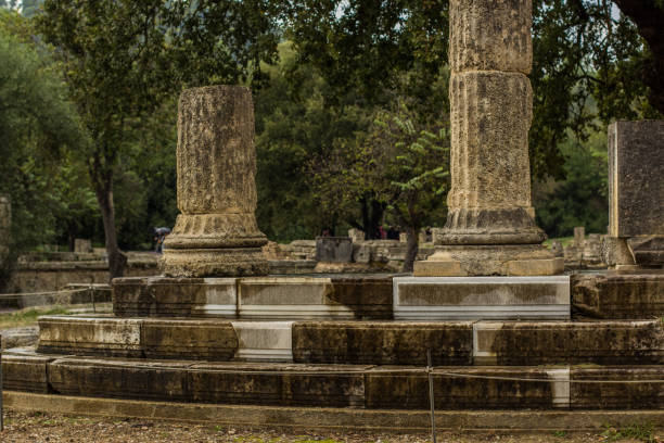istock destroyed antique architecture example dirty ancient marble columns in open air garden outdoor environment museum space in raining time 1224239566