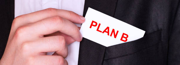 istock Businessman put card with text PLAN B in pocket. Business concept. 1224239967