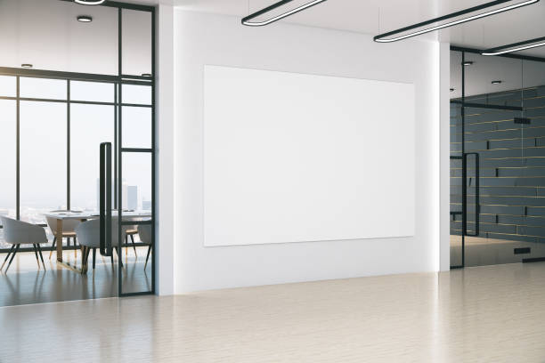 istock Contemporary meeting office with blank banner on wall 1224244677