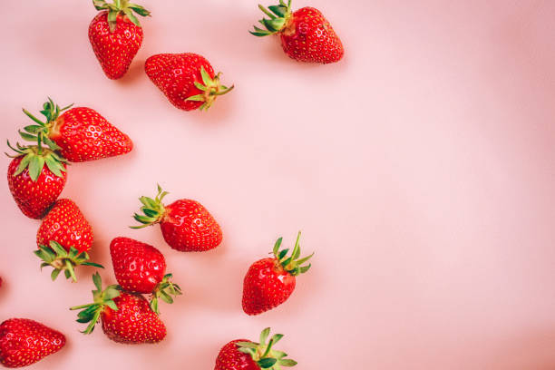 istock Fresh strawberry on the light pink background. 1224245091