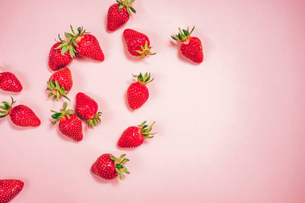 istock Fresh strawberry on the light pink background. 1224245199