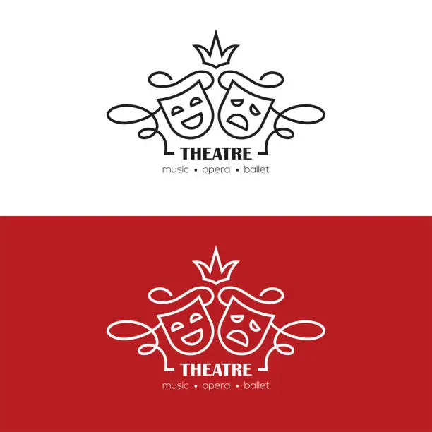 Vector illustration of Theatre or drama school linear logo.