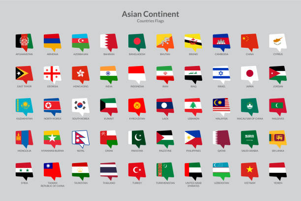 ilustrações de stock, clip art, desenhos animados e ícones de asian continent countries flag icons collection - iran vector saudi arabia kuwait